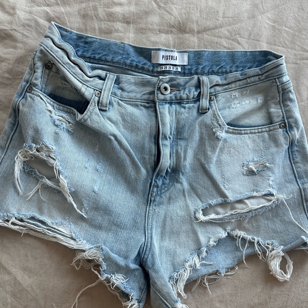 Pistola Size 28 Distressed Denim Cutoffs
